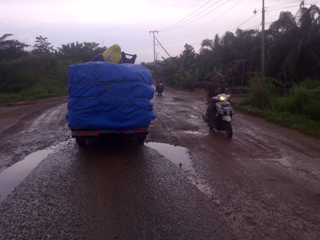 Jalan Rusak Parah Jelang Bakar Tongkang Bisa Permalukan Pemkab Rohil