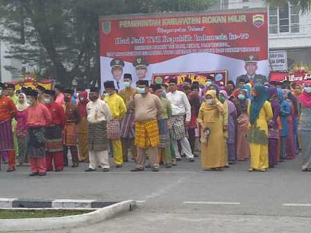 Peringatan Hari Jadi ke-16 Rohil, Peserta Upacara Pakai Masker 