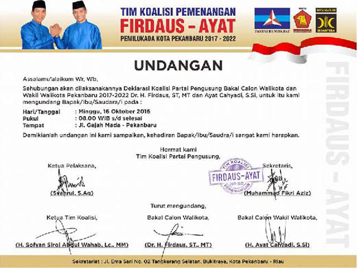 Deklarasi Firdaus-Ayat Akan Diwarnai Pesta Rakyat 