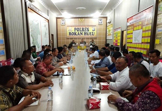 Cegah Karhutla, Polres Rohul Rakor dengan Instansi Terkait 