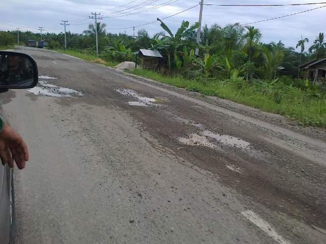 Jalan Menuju Kampung Rawa Mekar Jaya Rusak Parah
