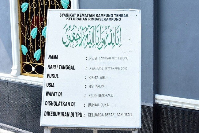 Ibunda Bupati Rohil Meninggal Dunia di Bengkalis