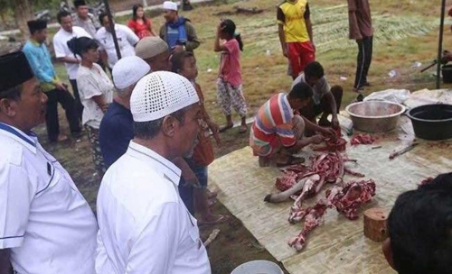 Lebaran Ketiga, Yayasan Fitrah Madani Meranti Potong 3 Sapi di Desa Sokop 