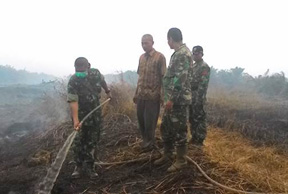 Tanggulangi bencana asap kodim 0302 Inhu langsung ke lokasi titik api 