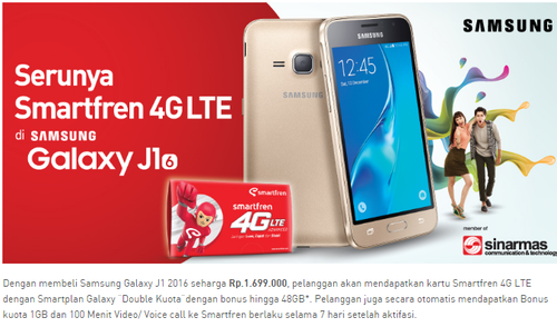 Beli Samsung Galaxy J1, Dapatkan Bonus Kuota Hingga 48 GB