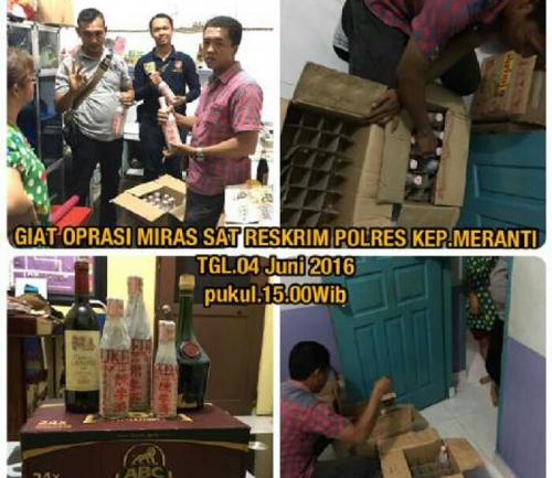 Sat Reskrim Polres Meranti Amankan Puluhan Botol Miras dan 2 Kotak Minuman Beralkohol Kemasan Kaleng