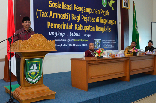 Plt. Sekda Bengkalis Buka Sosialisasi Tax Amnesty bagi PNS