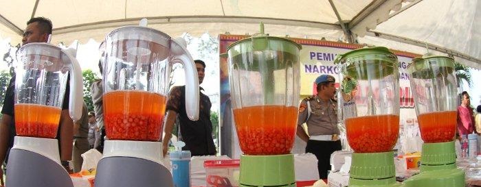 Polsek Ukui Pelalawan Riau Musnahkan Barang Bukti Jenis Sabu