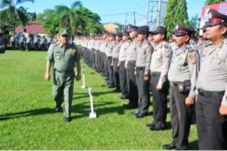 Bupati Kampar Pimpin Apel Gelar Pasukan Pengamanan Pilkades 