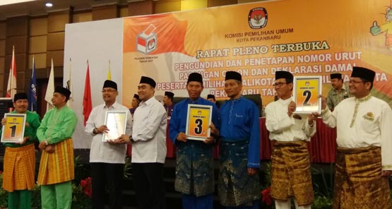 KPU Cabut Undian, Petahana Pekanbaru Dapat Nomor Urut 3 