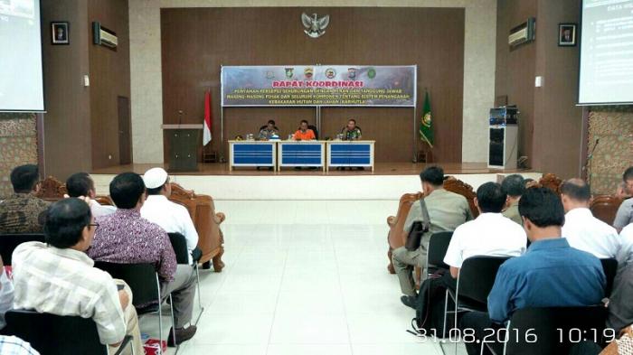 Pemkab, Polres, dan Kodim Kampar Gelar Rakor Sistem Penanganan Karhutla