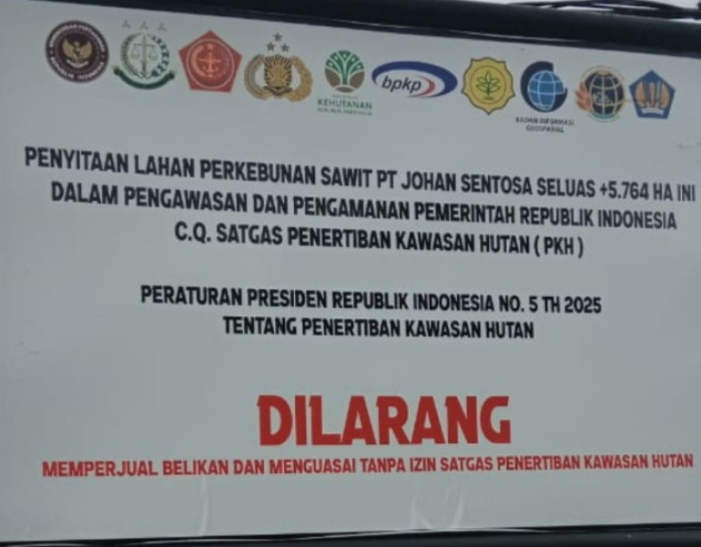 Satgas PKH Menyita Lahan  Sawit Seluas 5.764 Hektare Milik Duta Palma Group  di Desa Pasir Sialang 