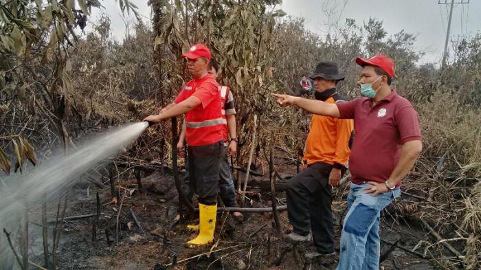 Kepala BPBD Pelalawan Riau Menginap di Lokasi Kebakaran Hutan dan Lahan