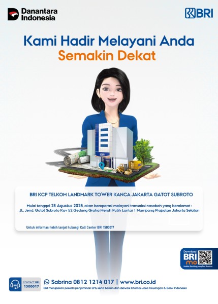 BRI KCP Telkom Landmark Tower Pindah ke Gedung Graha Merah Putih, Layanan Tetap Optimal