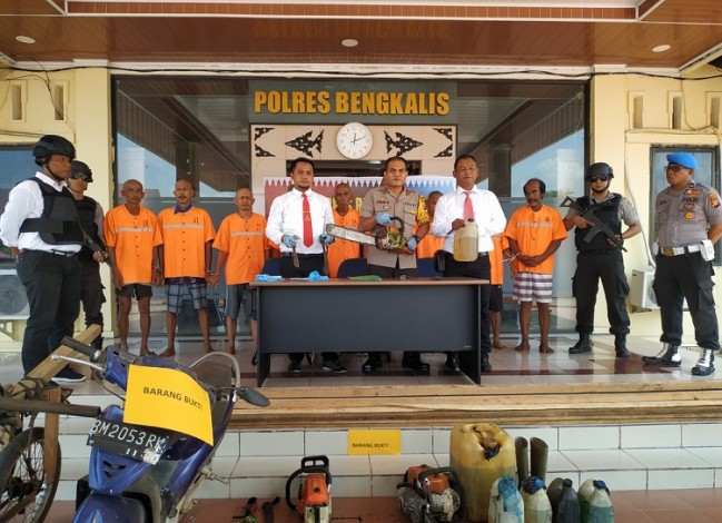 Sat Reskrim Bengkalis Tangkap 9 Pelaku Perambahan Hutan, Termasuk Pemodal