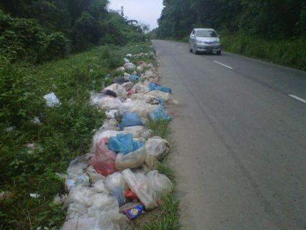 Warga Rohul Keluhkan Sampah Busuk di Jalan Simpang D Rambah Hilir 