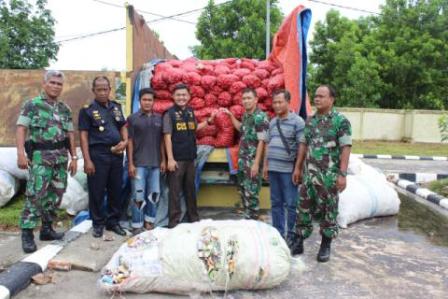 Lagi, Kodim 0303/Bengkalis dan BC Amankan 7 Ton Bawang Merah Ilegal 