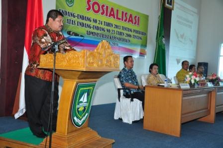 Bupati Bengkalis Buka Sosialisasi UU Nomor 24/2013 