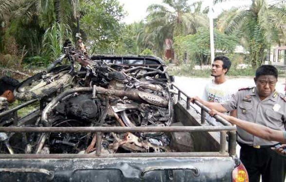 5 Sepeda Motor Pemanen Madu di Ukui, Pelalawan, Diduga Dibakar