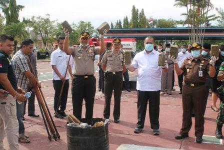 Polres Inhu Musnahkan Barang Bukti Narkotika 