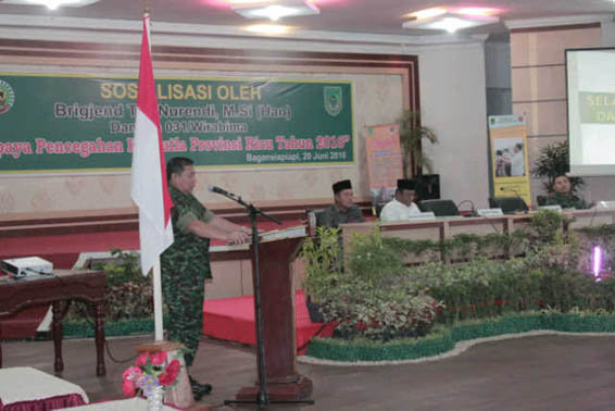 Danrem 031/Wirabima Sosialisasikan Upaya Pencegahan Karlahut di Rohil