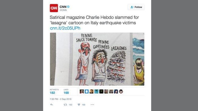 Kota di Italia akan Gugat Charlie Hebdo atas Kartun Gempa