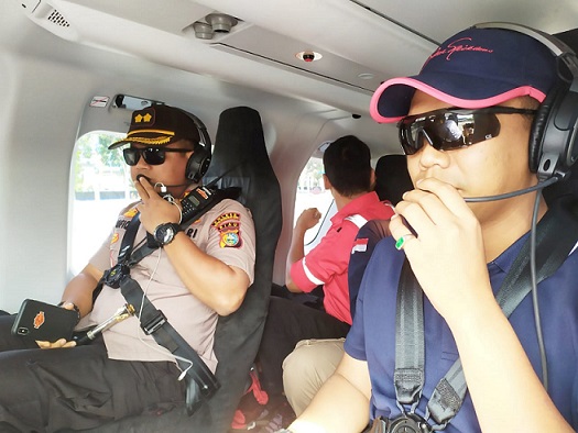 Gunakan Helikopter Polres Meranti Pantau Kharhula Lewat Udara