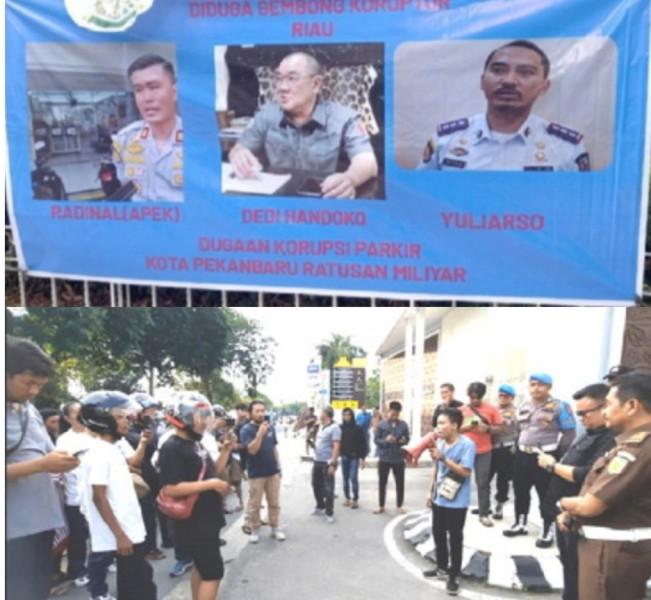Kantor Kejati Riau Didatangi Demostran Menuntut Segera Usut Tuntas Dugaan Korupsi Parkir Kota Pekanbaru