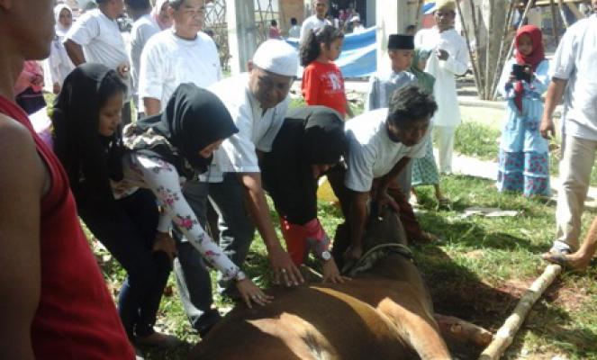 Pertamina RU II Dumai Sumbang Dua Ekor Sapi ke LAMR