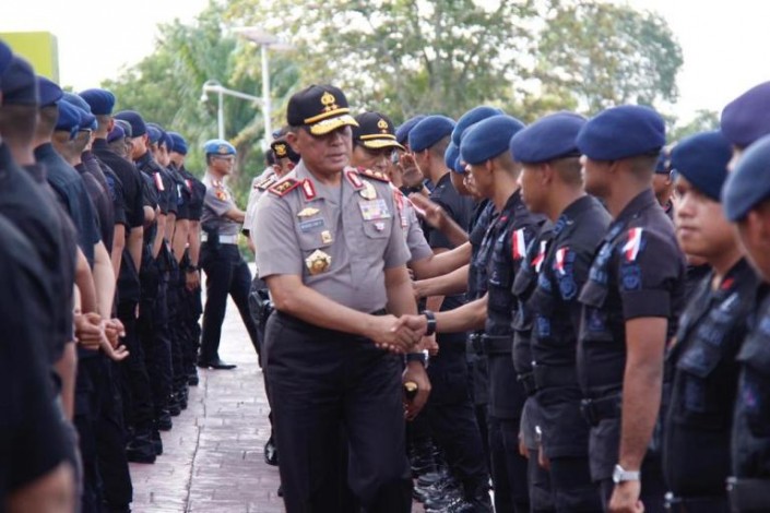 500 Personel Gabungan Brimob dan Sabhara Polda Riau Pulang dari Jakarta 