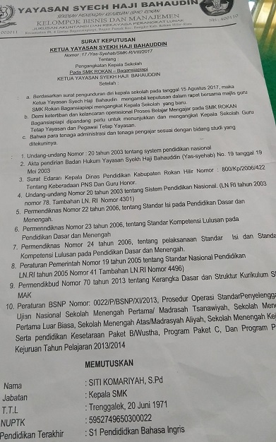 Dugaan Korupsi Dana PIP, Begini Klarifikasi Kepsek SMKS Rokan Rohil 