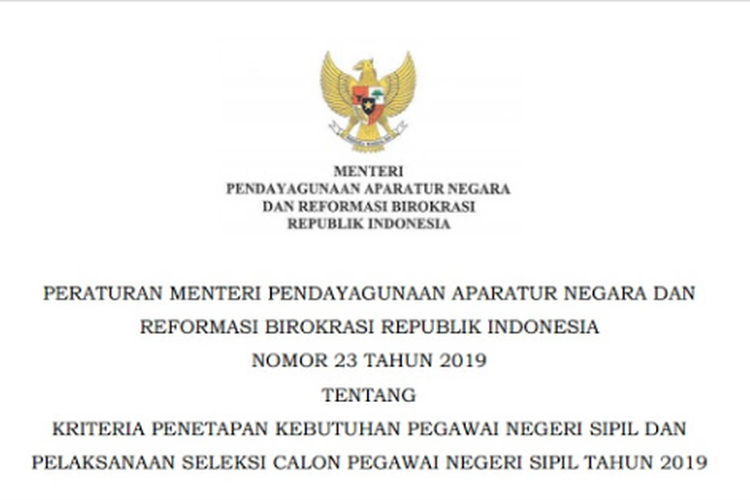 Berikut Kisi-kisi Resmi 3 Tes SKD CPNS 2019 Berdasarkan PermenPANRB