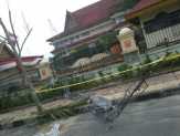 Tower Internet di Kantor Bupati Pelalawan Tumbang, Satu Pekerja Tewas Terhempas