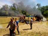 Polres Kuansing Kembali Tertibkan PETI, 11 Rakit Dibakar