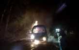 Satu Unit Travel Jurusan Tembilahan-Pekanbaru Hangus Terbakar di Lintas Timur Inhu